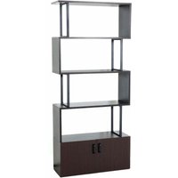 Neuwertig] Bücherregal HHG 187, Regal Standregal Raumteiler Wohnregal, Staufach mit Tür 183x80cm 3D-Struktur dunkelbraun - brown von HHG