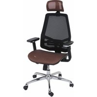 HHG - neuwertig] Bürostuhl 817, Schreibtischstuhl, Sliding-Funktion Stoff/Textil ISO9001 mandarin/schwarz - brown von HHG