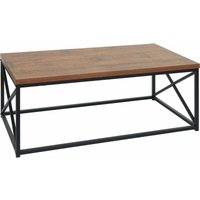 HHG - neuwertig] Couchtisch 125, Wohnzimmertisch Beistelltisch Sofatisch, Metall 3D-Struktur 44x110x60cm, Wildeiche-Optik von HHG