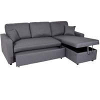 HHG - neuwertig] Ecksofa mit Bettkasten 309, Couch Sofa L-Form, Liegefläche Nosagfederung 228cm dunkelgrau von HHG
