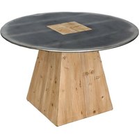 Neuwertig] Esstisch HHG 607, Tisch Esszimmertisch, rund Industrial Massiv-Holz MVG-zertifiziert 74x120cm, natur mit Metall-Optik - grey von HHG