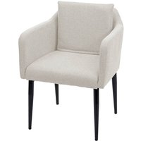 Neuwertig] Esszimmerstuhl HHG 728, Küchenstuhl Lehnstuhl Stuhl Stoff/Textil creme-beige von HHG