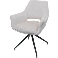 HHG - neuwertig] Esszimmerstuhl 745, Küchenstuhl Polsterstuhl mit Armlehne, drehbar Auto-Position, Metall Stoff mvg creme-weiß von HHG