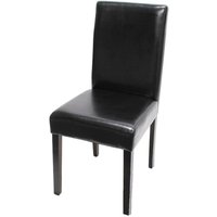 Neuwertig] Esszimmerstuhl Littau, Küchenstuhl Stuhl, Leder schwarz, dunkle Beine - black von HHG