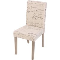 Neuwertig] Esszimmerstuhl Littau, Küchenstuhl Stuhl, Stoff/Textil Schriftzug creme, braune Beine - beige von HHG