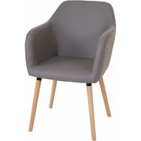 Neuwertig] Esszimmerstuhl Vaasa T381, Stuhl Küchenstuhl, Retro 50er Jahre Design Kunstleder, taupe-grau, helle Beine - grey von HHG