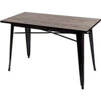 Neuwertig] Esszimmertisch HHG 484a, Tisch Bistrotisch, Metall Ulme Holz Industrial Gastronomie mvg schwarz-braun 120x60cm - brown von HHG