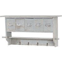 Neuwertig] Garderobe HHG 355, Wandgarderobe Wandregal, Vintage mit 5 Schubladen 32x65x13cm Shabby Look, grau - grey von HHG