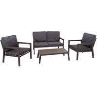 HHG - neuwertig] Garnitur 290, Gartenlounge Gartengarnitur Lounge-Set Sitzgruppe Sofa, Metall Polster grau von HHG