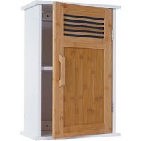 Neuwertig] Hängeschrank HHG 143, Badschrank Wandschrank Bambus, 52x35x21cm weiß - brown von HHG