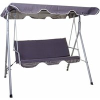 HHG - neuwertig] Hollywoodschaukel 831, Gartenschaukel Hängeschaukel Bank, 3-Sitzer uv 50+ verstellbares Dach 197x185cm dunkelgrau von HHG
