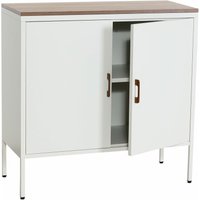 Neuwertig] Kommode HHG 926, Sideboard Schrank Anrichte, 2 Türen Metall 90x90x40cm, Melamin beschichtet weiß - white von HHG