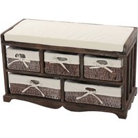 Neuwertig] Kommode und Sitzbank mit 5 Schubladen, 45x77x36cm, Shabby-Look, Shabby Vintage braun - brown von HHG
