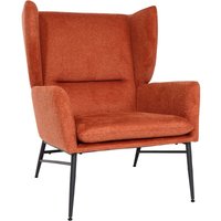 HHG - neuwertig] Lounge-Sessel 256, Ohrensessel Cocktailsessel Sessel Polstersessel, Stoff/Textil Metall terracotta-braun - brown von HHG