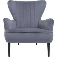 Neuwertig] Lounge-Sessel HHG 737, Cocktailsessel Polstersessel Sessel, Samt grau - grey von HHG