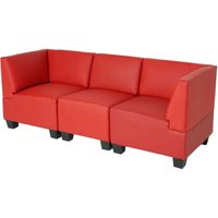 HHG - neuwertig] Modular 3-Sitzer Sofa Couch Moncalieri, Kunstleder rot, hohe Armlehnen von HHG