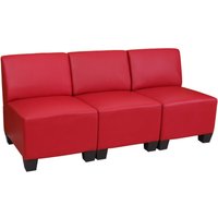 HHG - neuwertig] Modular 3-Sitzer Sofa Moncalieri, Kunstleder rot, ohne Armlehnen von HHG