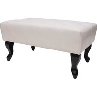 HHG - neuwertig] Ottomane Chesterfield Oxford, Sitzhocker Fußablage Hocker, wasserabweisend 39x77x47cm Kunstleder creme-weiß von HHG