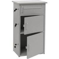 HHG - neuwertig] Paketkasten 297, Paketbox Paketfach Paketstation Briefkasten 3 Fächer, Stahl 89x49x38cm hellgrau von HHG