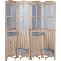 Neuwertig] Paravent HHG 646 Pflanzkörbe, Raumteiler Trennwand spanische Wand Sichtschutz, Holz Metall 170x161x29cm von HHG
