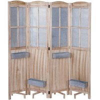 HHG - neuwertig] Paravent 646 Pflanzkörbe, Raumteiler Trennwand spanische Wand Sichtschutz, Holz Metall 170x161x29cm von HHG