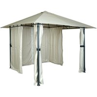 Neuwertig] Pergola HHG 053, Garten Pavillon Terrassenüberdachung mit Seitenwand, 3x3m creme-beige - beige von HHG