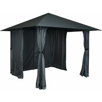 HHG - neuwertig] Pergola 053, Garten Pavillon Terrassenüberdachung mit Seitenwand 3x3m anthrazit - black von HHG