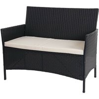 HHG - neuwertig] Poly-Rattan Gartenbank Hamar, Sitzbank Bank anthrazit, Kissen creme - black von HHG