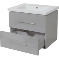 Neuwertig] Premium Waschbecken + Unterschrank HHG 238, Waschbecken Waschtisch, hochglanz 60cm grau von HHG