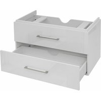 HHG - neuwertig] Premium Waschbeckenunterschrank 245, Waschtischunterschrank Waschtisch Badmöbel, hochglanz 90cm weiß von HHG