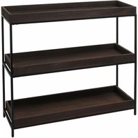 Neuwertig] Regal HHG 874, Standregal Pflanzregal Bücherregal, Holz Metall 3 Ablagen 90x100x35cm MVG-Zertifiziert dunkelbraun - brown von HHG