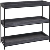HHG - neuwertig] Regal 874, Standregal Pflanzregal Bücherregal, Holz Metall 3 Ablagen 90x100x35cm dunkelgrau von HHG