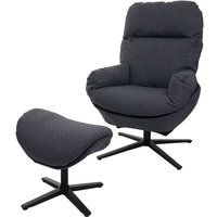 HHG - neuwertig] Relaxsessel + Hocker 420, Fernsehsessel Sessel Schaukelstuhl Wippfunktion, drehbar, Metall Stoff/Textil dunkelgrau - grey von HHG