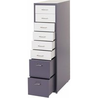 HHG - neuwertig] Rollcontainer Preston T851, Schubladenschrank Stahlschrank, 110x28x41cm 8 Schubladen dunkelgrau weiß-dunkelgrau von HHG