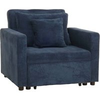 HHG - neuwertig] Schlafsessel 905, Klappsessel Gästebett Relaxsessel, Liegefläche 200x100cm Stoff/Textil Cord blau von HHG