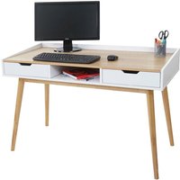 Neuwertig] Schreibtisch HHG 141, Computertisch Bürotisch, 120x55cm mdf Esche-Optik - white von HHG