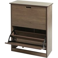 HHG - neuwertig] Schuhkipper 398, Schuhschrank Schuhregal, 81x60x25cm 2 Klappen, mdf aus Paulownia grau-braun von HHG