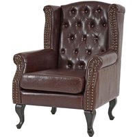 HHG - neuwertig] Sessel Relaxsessel Clubsessel Ohrensessel Chesterfield Oxford, Kunstleder antik-braun ohne Ottomane von HHG