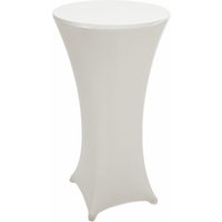 Neuwertig] Set Stehtisch + Stehtischhusse HHG 097, Bistrotisch Tischhusse, klappbar höhenverstellbar ø 60cm Husse creme-beige von HHG