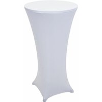 Neuwertig] Set Stehtisch + Stehtischhusse HHG 097, Bistrotisch Tischhusse, klappbar höhenverstellbar ø 60cm Husse weiß von HHG