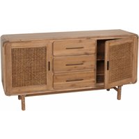 Neuwertig] Sideboard HHG 014, Schrank Kommode Highboard, Staufächer Schublade, Rattan Akazie Massiv-Holz gebeizt 83x160x45cm 47kg von HHG