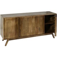 Neuwertig] Sideboard HHG 193, Kommode Schrank Anrichte, 4 Fächer und 4 Regalböden, Massiv-Holz Mango 72x146x43cm - brown von HHG