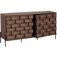 HHG - neuwertig] Sideboard 610, Kommode Schrank Anrichte, 3D-Flecht-Design Push-to-open Türen 152x80x40cm, braun von HHG