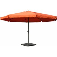 Neuwertig] Sonnenschirm Carpi Pro, Gastronomie Marktschirm mit Volant ø 5m Polyester/Alu 28kg terracotta mit Ständer - orange von HHG