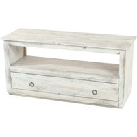 Neuwertig] TV-Rack Fernsehtisch Lowboard TV-Regal, Shabby-Look, Vintage weiß - white von HHG