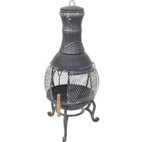 HHG - neuwertig] Terrassenofen 352, Feuerstelle Terrassenkamin Gartenkamin Gartenofen, Gusseisen 11,7kg 91x42x42cm - grey von HHG