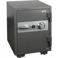 HHG - neuwertig] Tresor 401, feuerfest (60min) Safe Geldschrank Doppelbolzenverriegelung, 84kg Metall 68x48x47cm 48L grau - grey von HHG