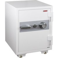 HHG - neuwertig] Tresor 401, feuerfest (60min) Safe Geldschrank Doppelbolzenverriegelung, 84kg Metall 68x48x47cm 48L weiß - white von HHG