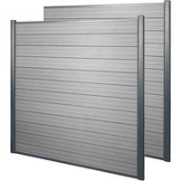 HHG - neuwertig] WPC-Sichtschutz Savoie, Windschutz Zaun, Alu Premium 2er Set, 3,75m grau von HHG