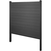 HHG - neuwertig] WPC-Sichtschutz Savoie, Windschutz Zaun, WPC-Pfosten zum Einbetonieren Basiselement, 195cm anthrazit von HHG